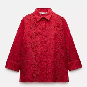 ZARA EMBROIDERED POPLIN SHIRT ZW COLLECTION - SIZE XS